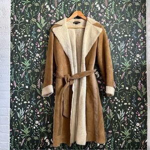 Womens Theory Genuine Shearling Trench Small